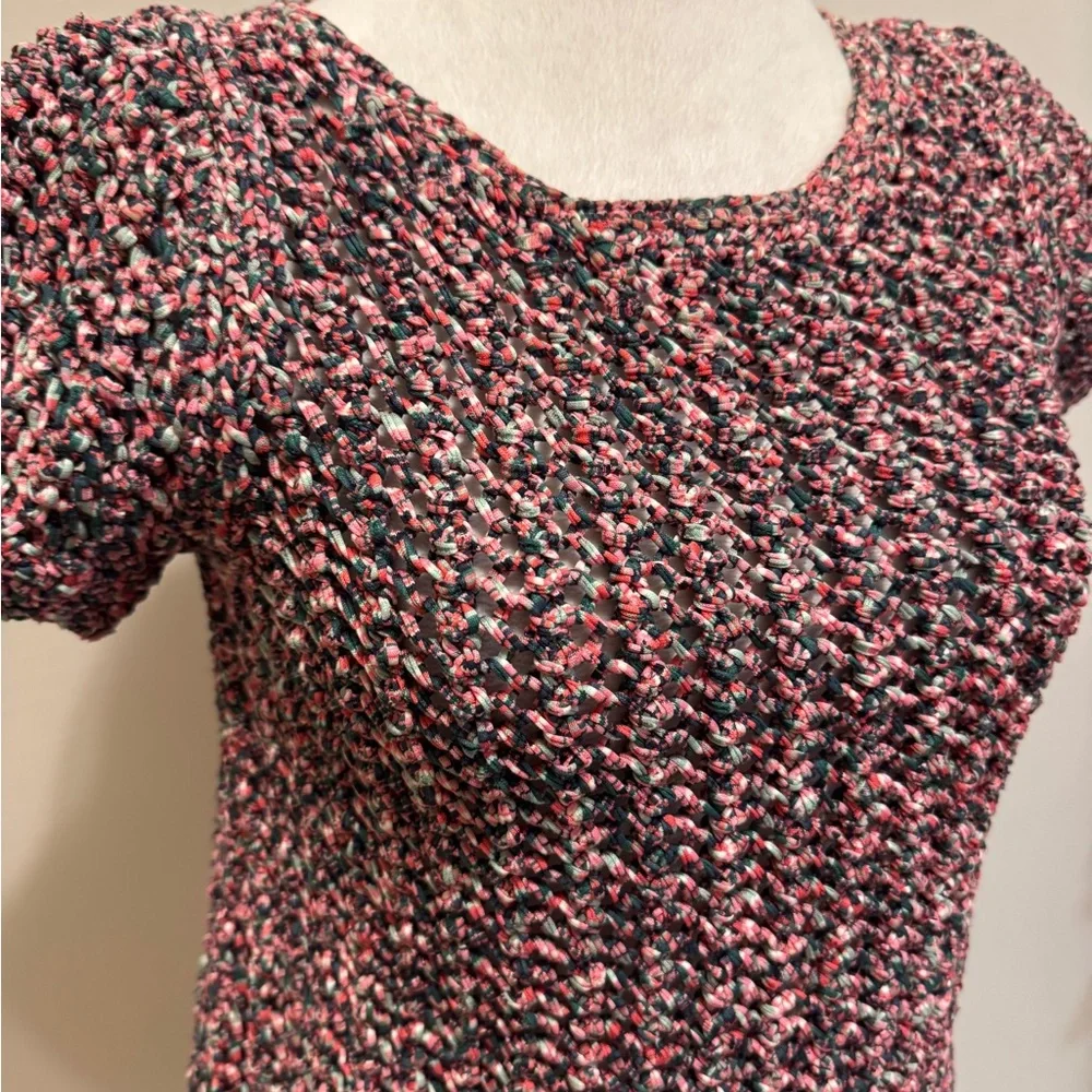 CHANEL Woven Knit Short Sleeve Sweater